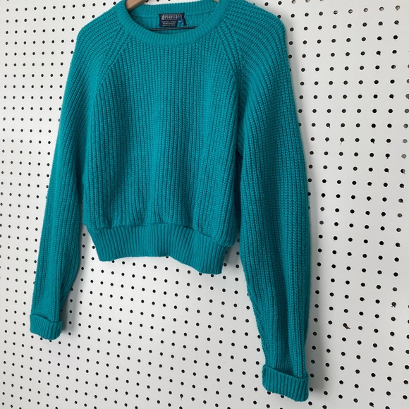Vintage Puritan Wool Blend Crop Teal Sweater - Picture 6 of 11